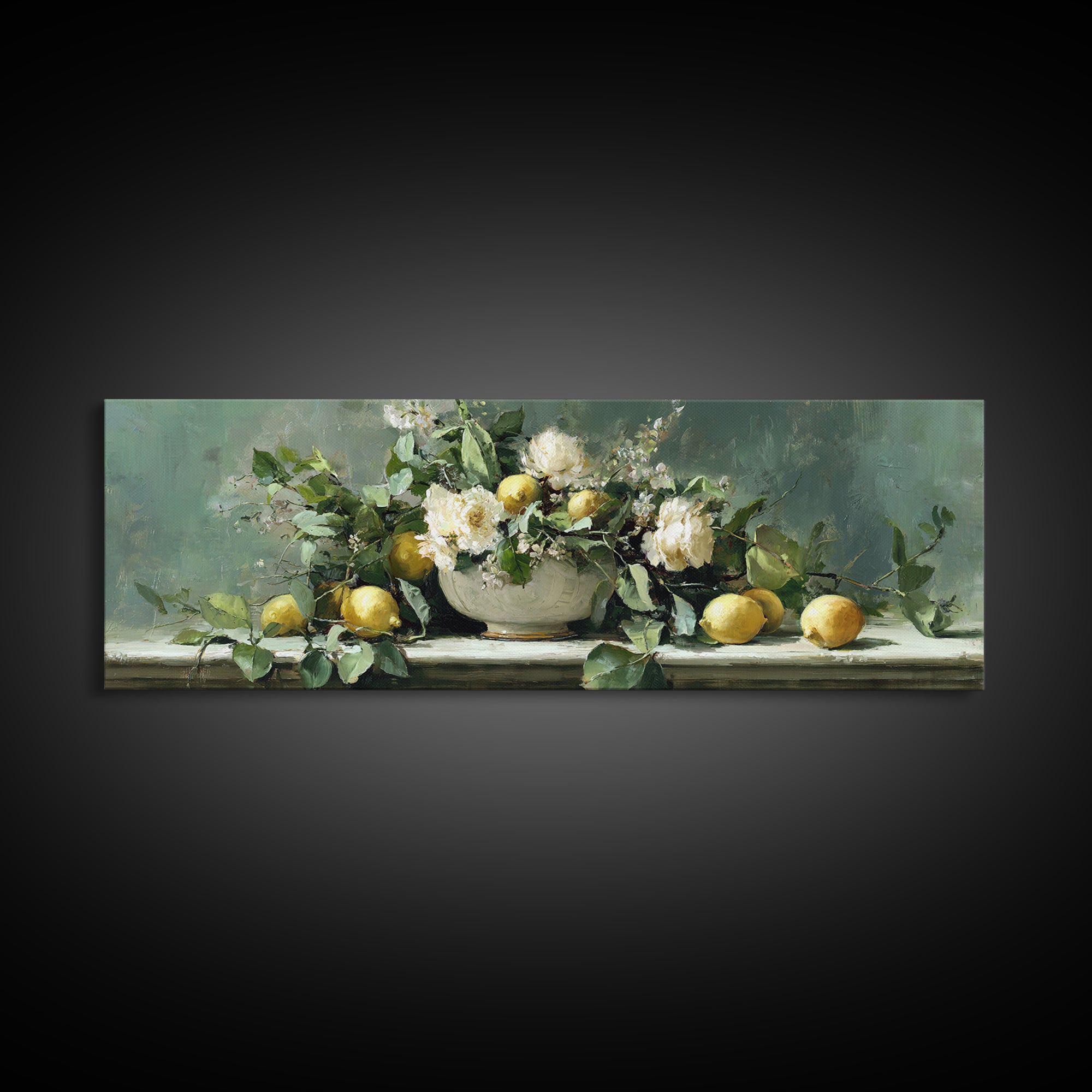 Fresh Citrus and Mint Still Life Framed Canvas Print, Dental Office Art, Medical Office Art, Office Decor, Fine Art, Calm, DOA-3x1-23