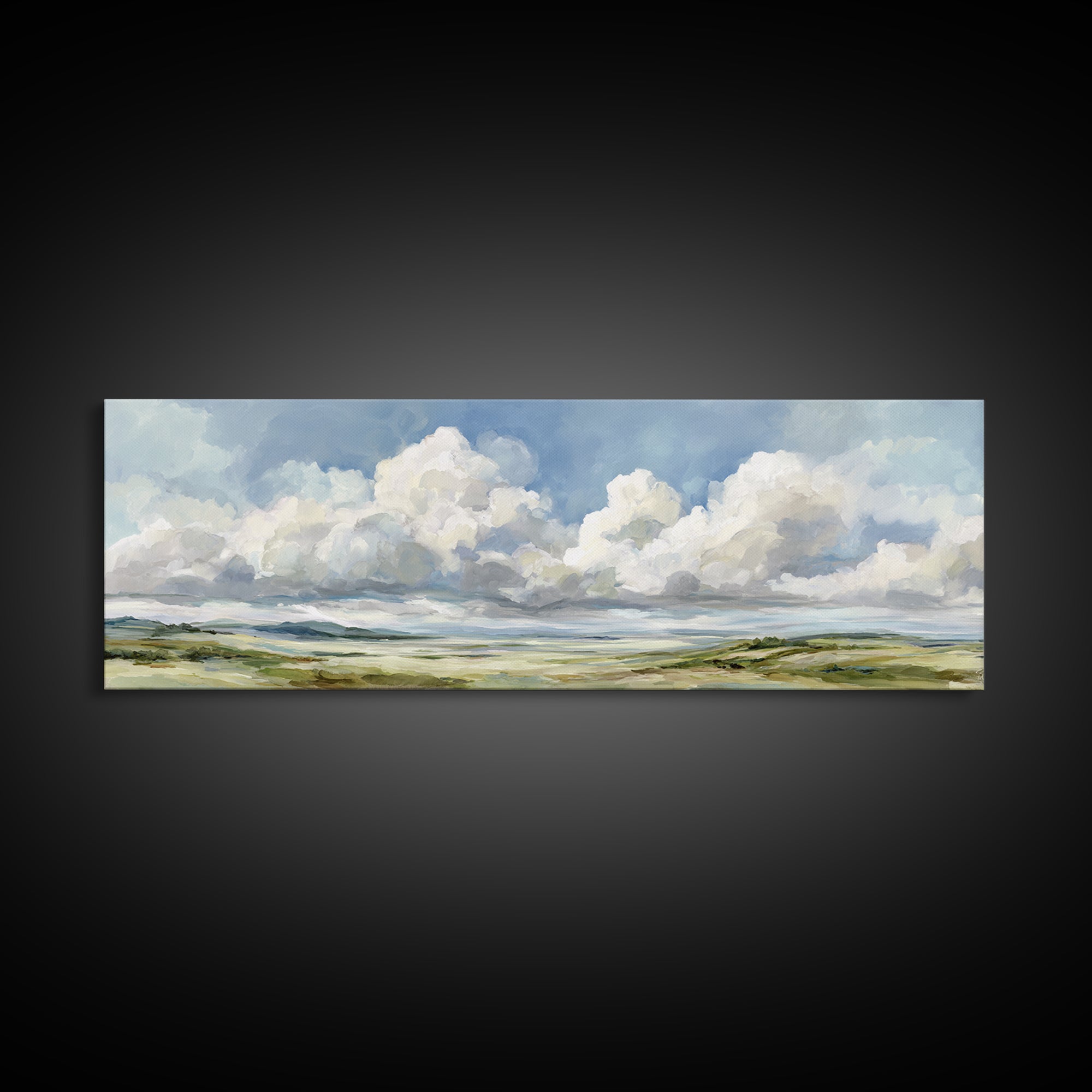 Peaceful Clouds over Open Meadow Canvas Print, Dental Office Art, Office Wall Art, Office Decor, Fine Art, Calm, Medical Decor, DOA-3x1-25