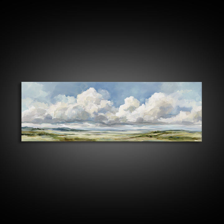 Peaceful Clouds over Open Meadow Canvas Print, Dental Office Art, Office Wall Art, Office Decor, Fine Art, Calm, Medical Decor, DOA-3x1-25