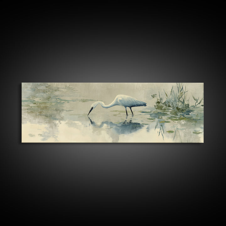 Blue Heron by Calm Marsh Water Canvas Print, Dental Office Art, Office Decor, Fine Art, Calm, Art Print, Room Decor, DOA-3x1-39
