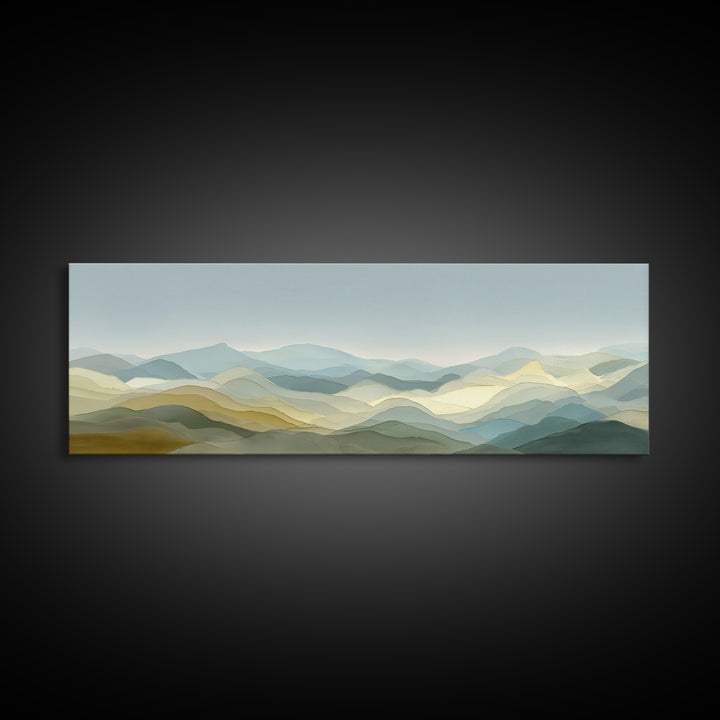 Gentle Mountain Landscape Framed Canvas Print, Dental Office Art, Medical Office Art, Office Decor, Fine Art, Calm, DOA-3x1-44