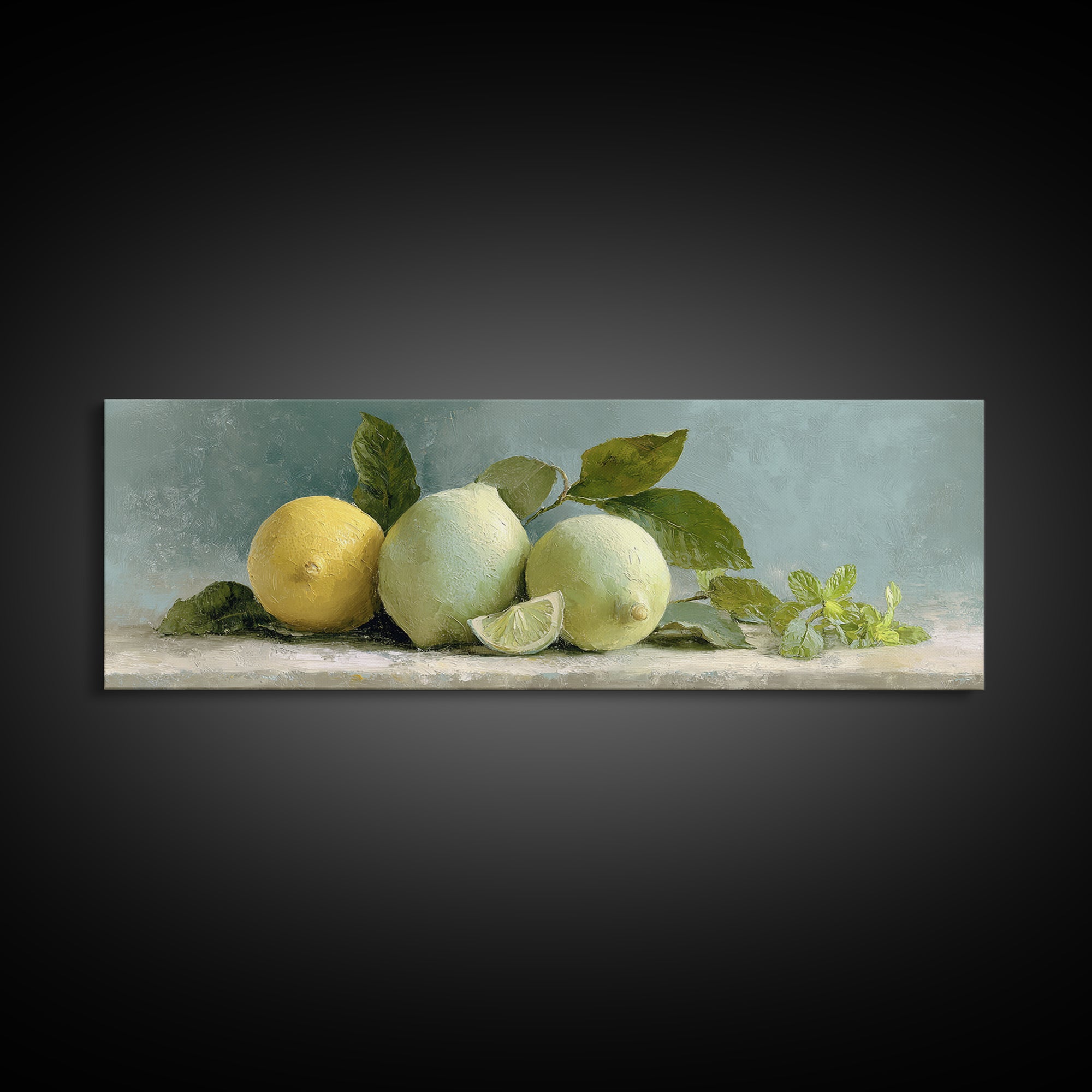 Fresh Citrus and Mint Still Life Canvas Print, Dental Office Art, Poster, Office Decor, Calm, Dental Art, Digital Artwork, DOA-3x1-71
