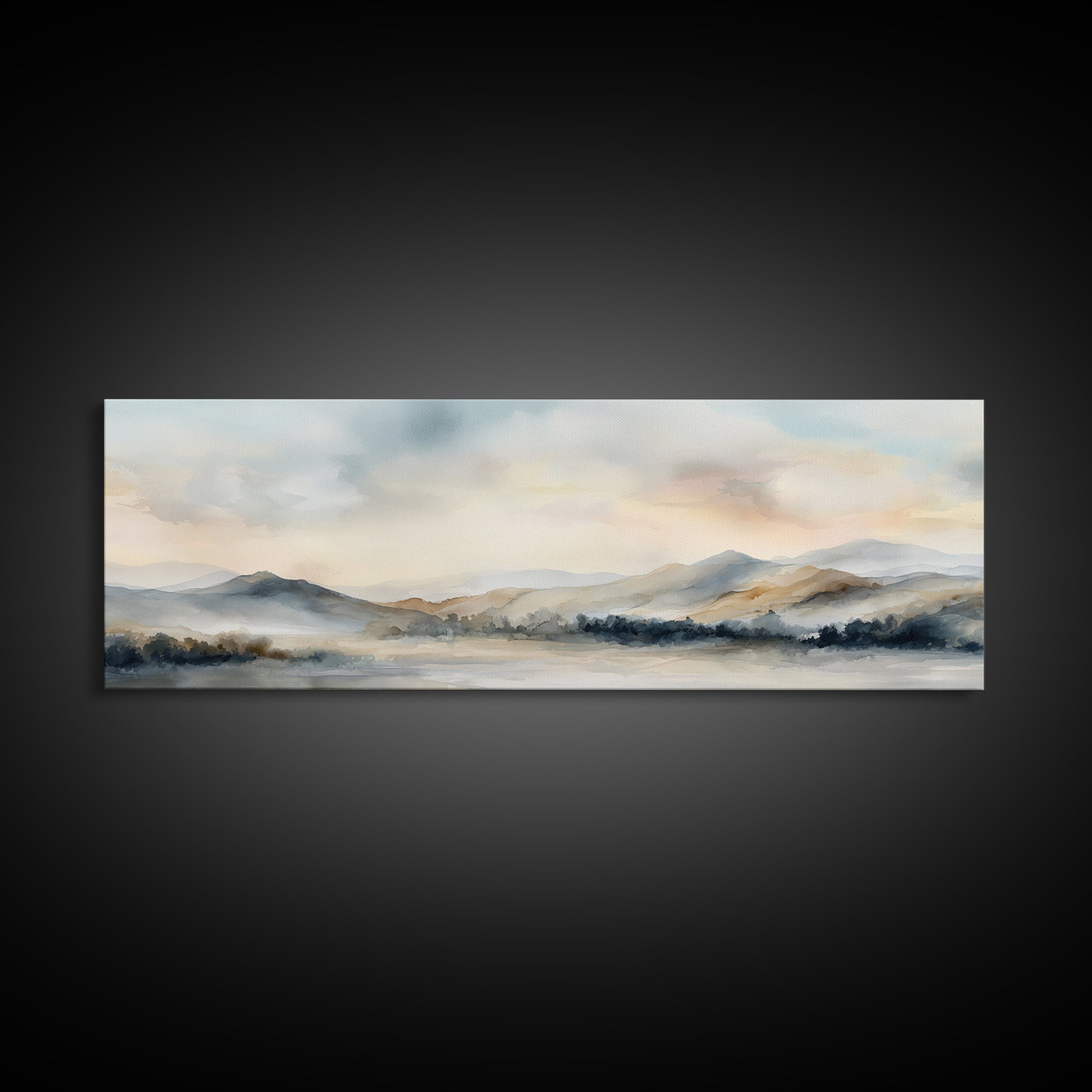 Soft Gradient Sunrise Framed Canvas Print, Dental Office Art, Contemporary Art, Office Decor, Fine Art, Calm, Dental Wall Art, DOA-3x1-84