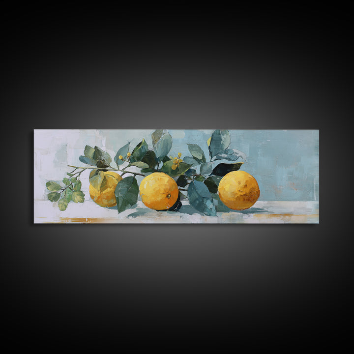 Fresh Citrus and Mint Still Life Canvas Print, Dental Office Art, Printable Digital, Office Decor, Oil Painting, Calm, DOA-3x1-95