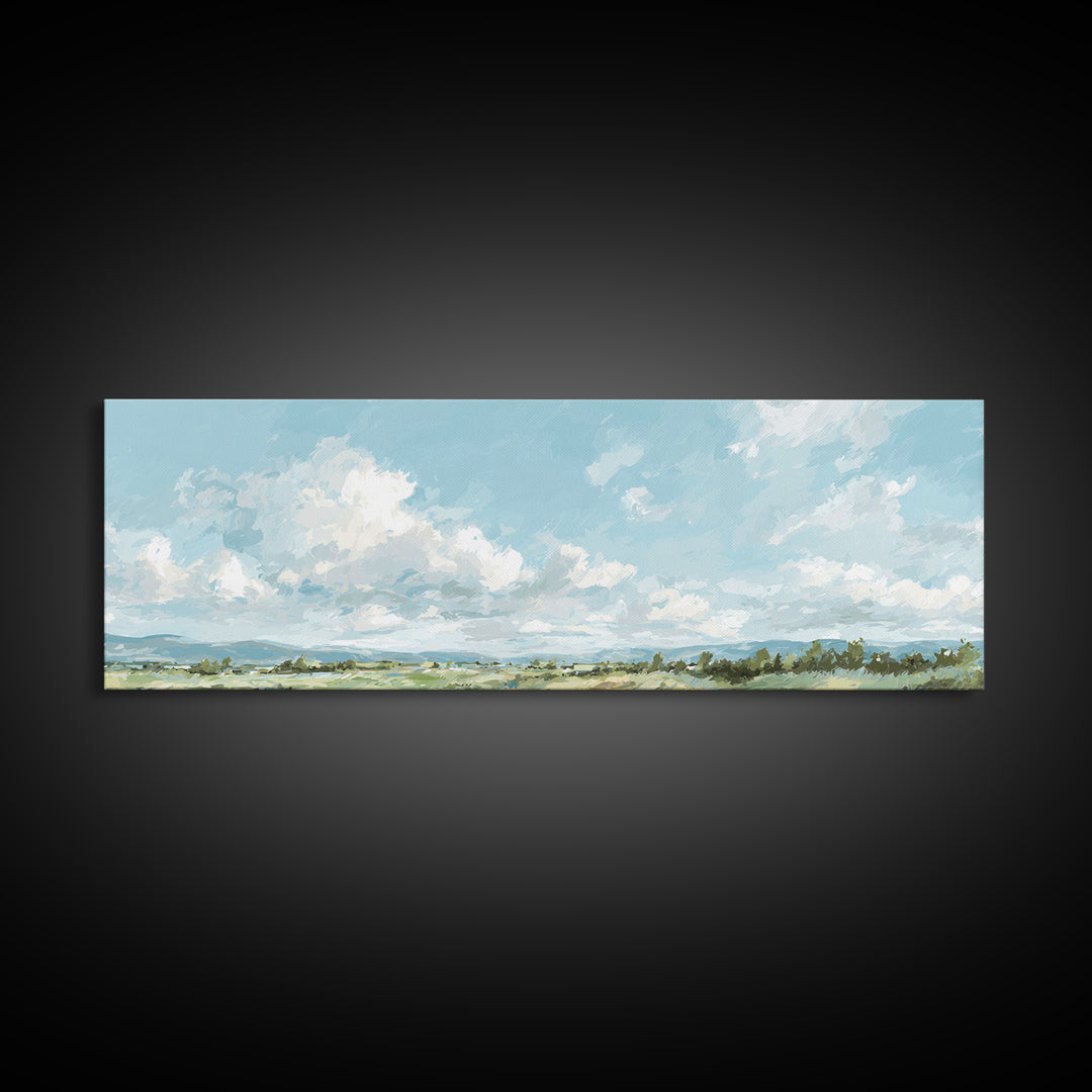Peaceful Clouds over Open Meadow Canvas Print, Dental Office Art, Medical Office Decor, Office Decor, Fine Art, Calm, DOA-3x1-97