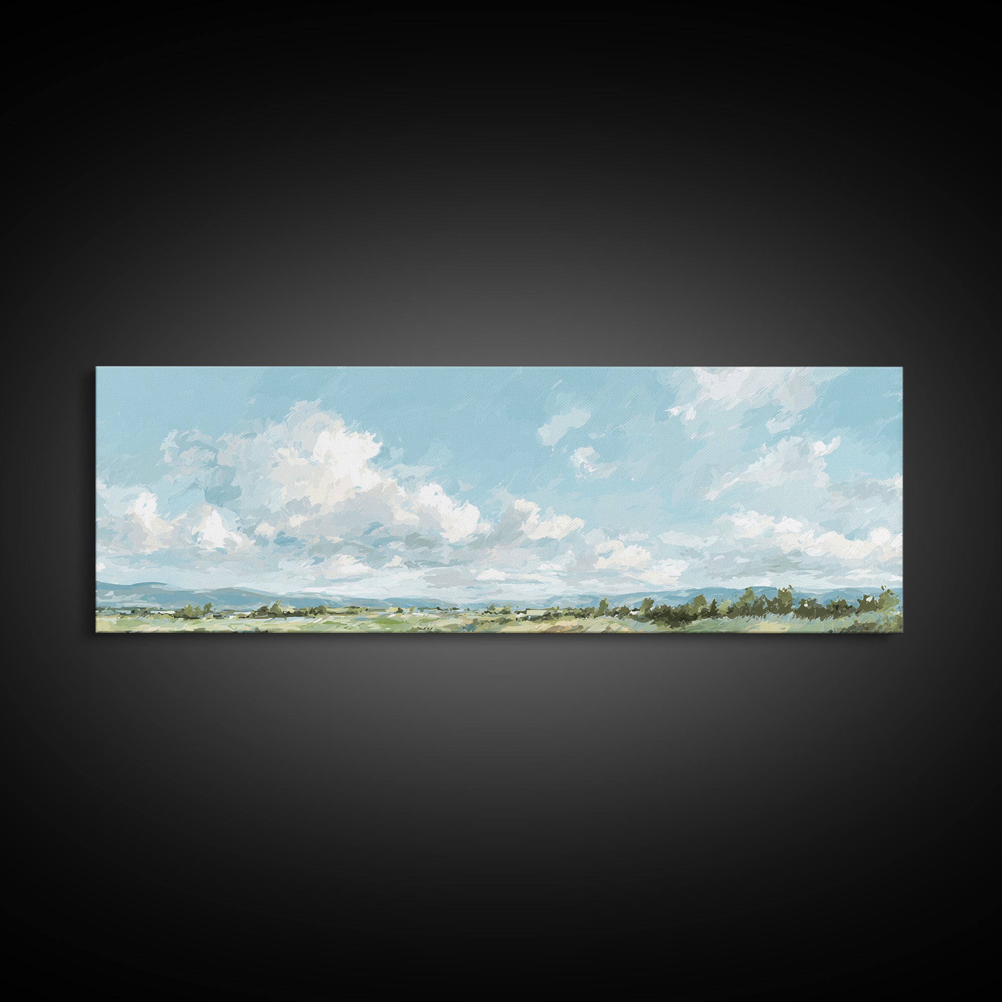 Peaceful Clouds over Open Meadow Canvas Print, Dental Office Art, Medical Office Decor, Office Decor, Fine Art, Calm, DOA-3x1-97