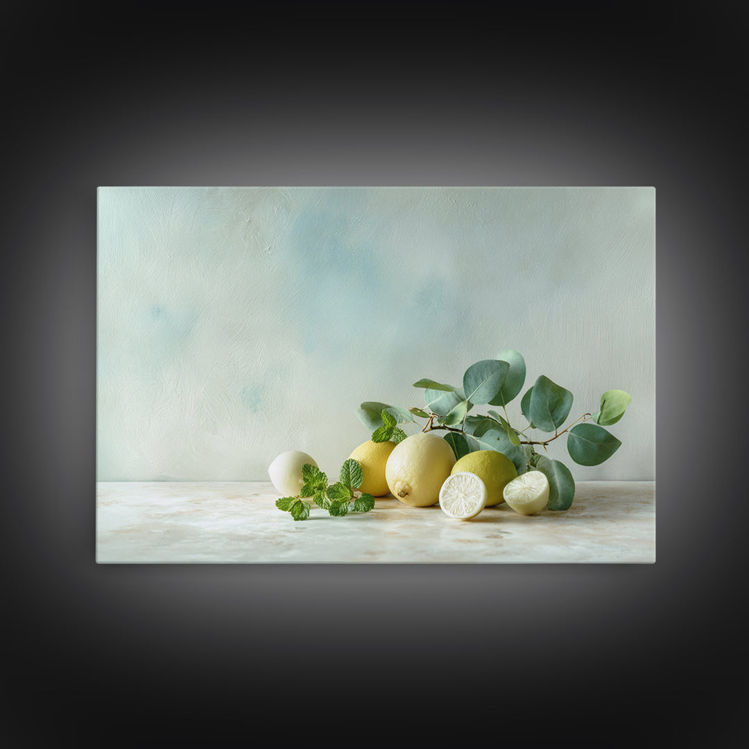 Fresh Citrus and Mint Still Life Canvas Print, Dental Office Art, Minimalist Decor, Office Decor, Calm, Motivational Poster, DOA-3x2-11