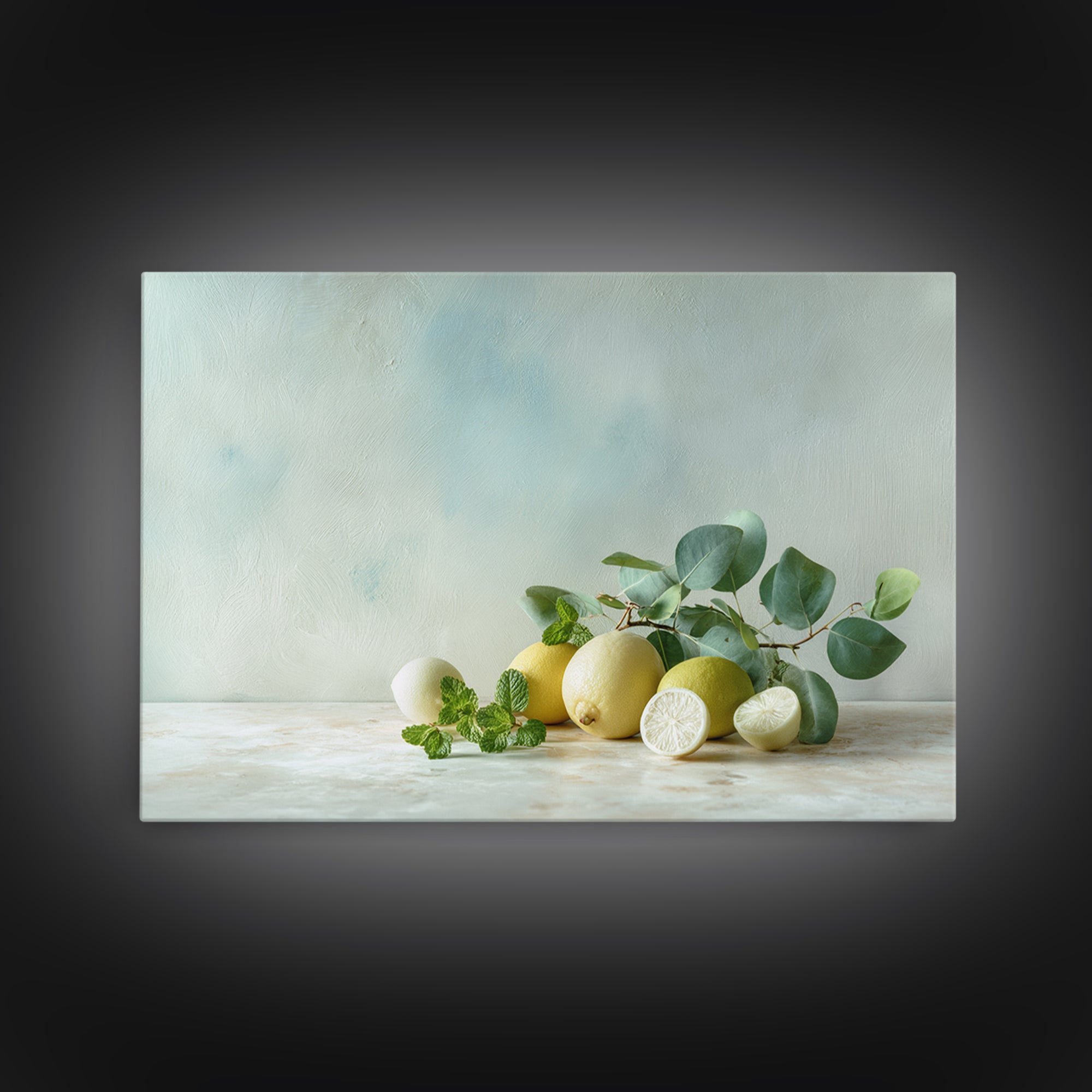 Fresh Citrus and Mint Still Life Canvas Print, Dental Office Art, Minimalist Decor, Office Decor, Calm, Motivational Poster, DOA-3x2-11