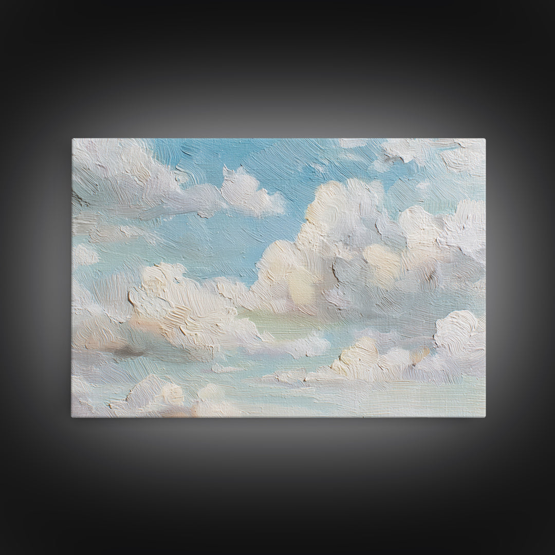 Peaceful Clouds over Open Meadow Framed Canvas Print, Dental Office Art, Wall Art, Office Decor, Calm, Dental Office Decor, DOA-3x2-13