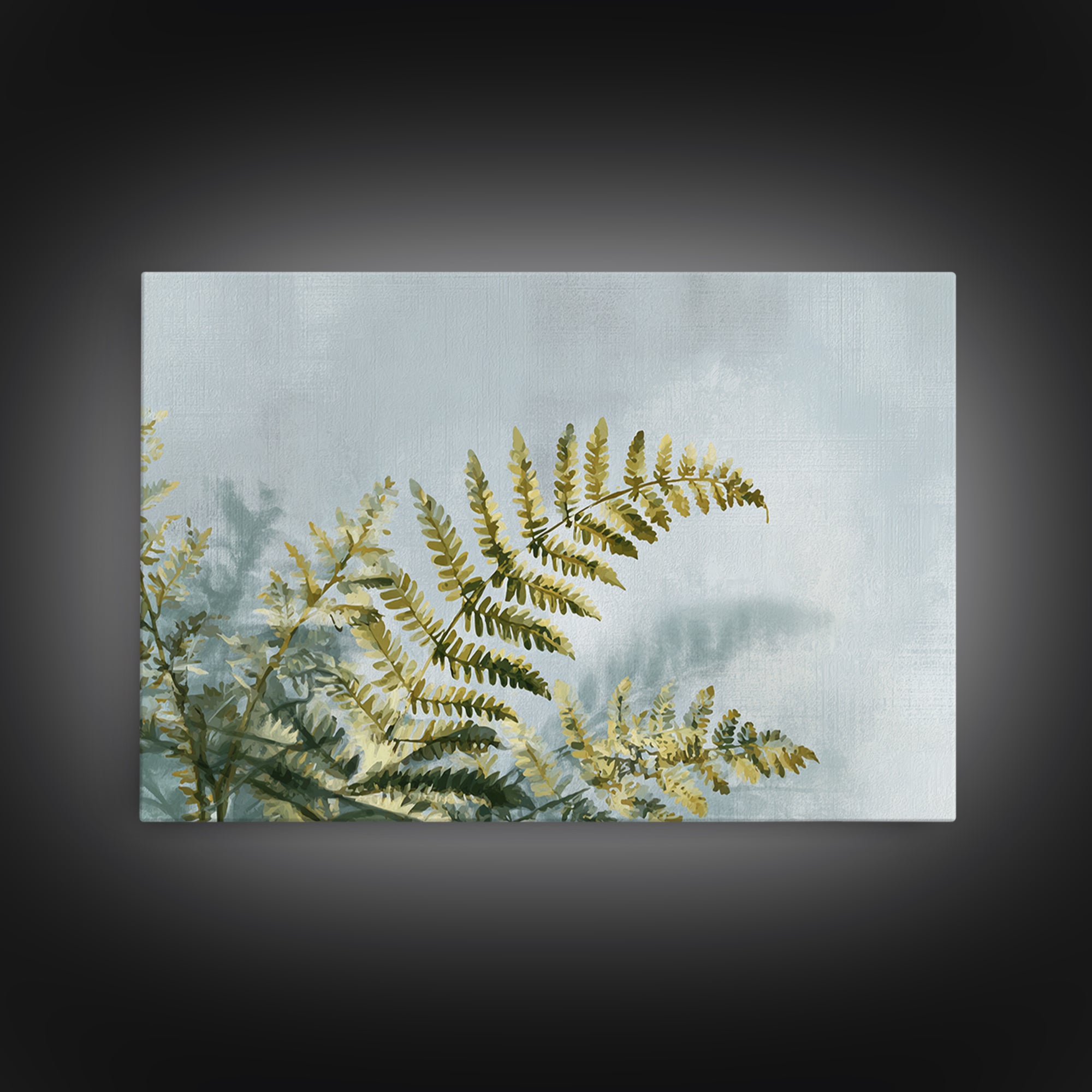 Botanical Fern Study Framed Canvas Print, Dental Office Art, Room Decor, Office Decor, Oil Painting, Calm, Minimalist Wall Art, DOA-3x2-23