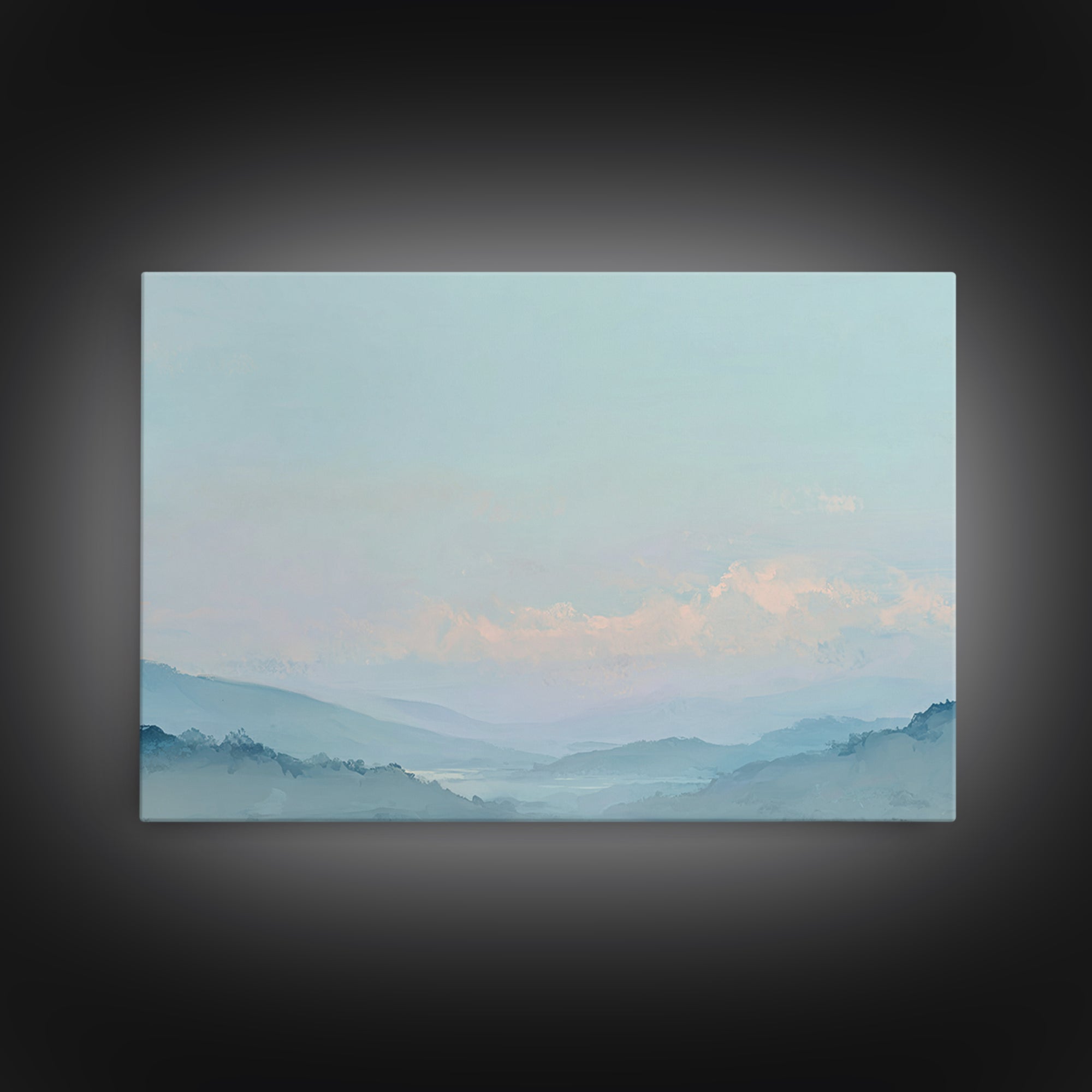 Soft Gradient Sunrise Framed Canvas Print, Dental Office Art, Textured Painting, Office Decor, Calm, Room Decor Aesthetic, DOA-3x2-24