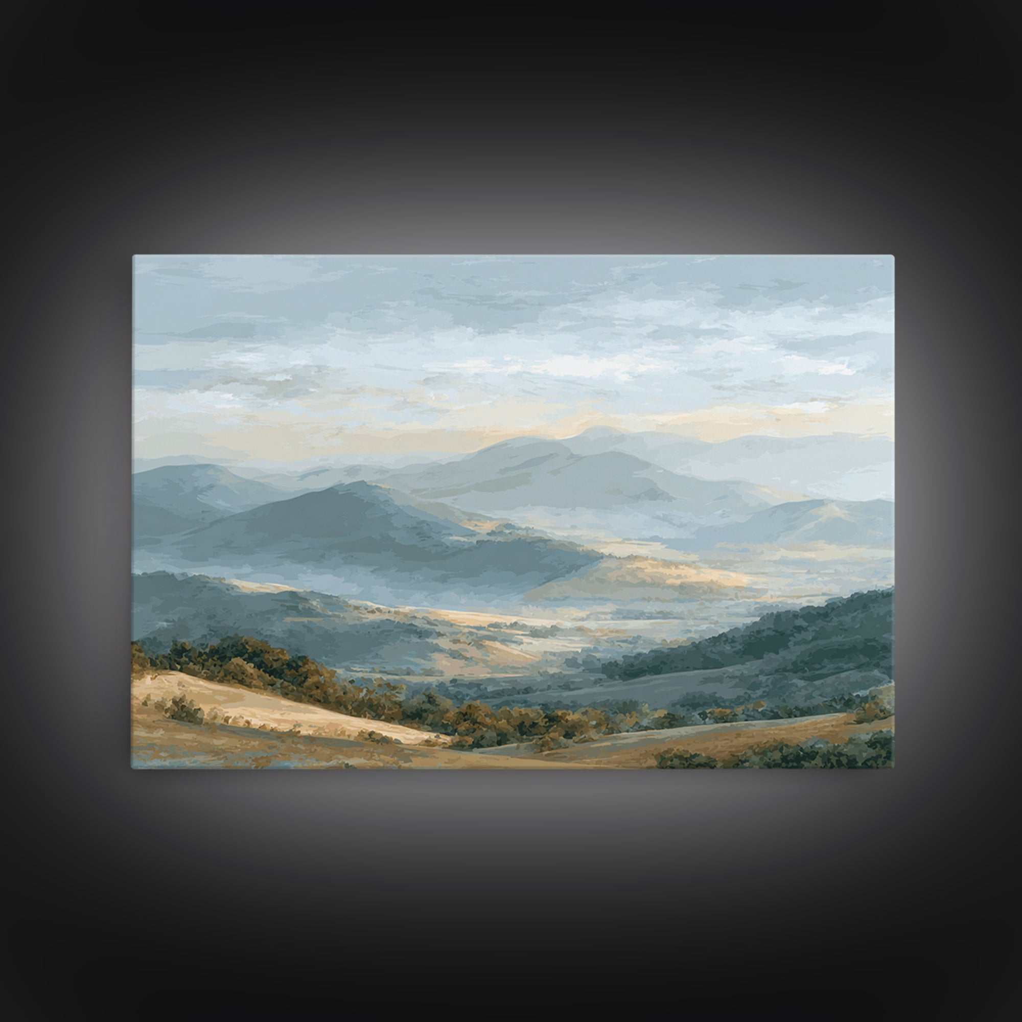 Gentle Mountain Landscape Canvas Print, Dental Office Art, Minimalist Decor, Office Decor, Oil Painting, Calm, DOA-3x2-32