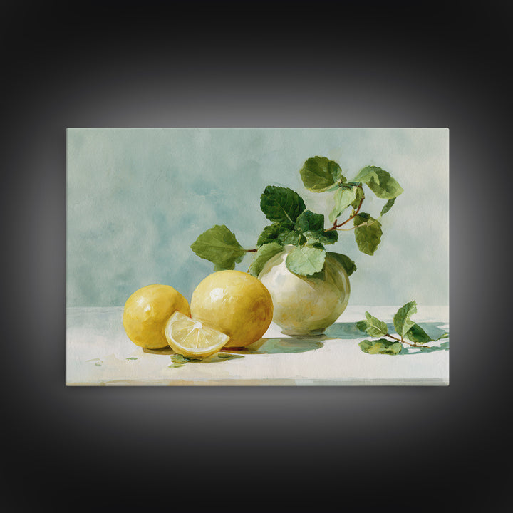 Fresh Citrus and Mint Still Life Framed Canvas Print, Dental Office Art, Office Decor, Calm, Medical Art, Medical Office Decor, DOA-3x2-35