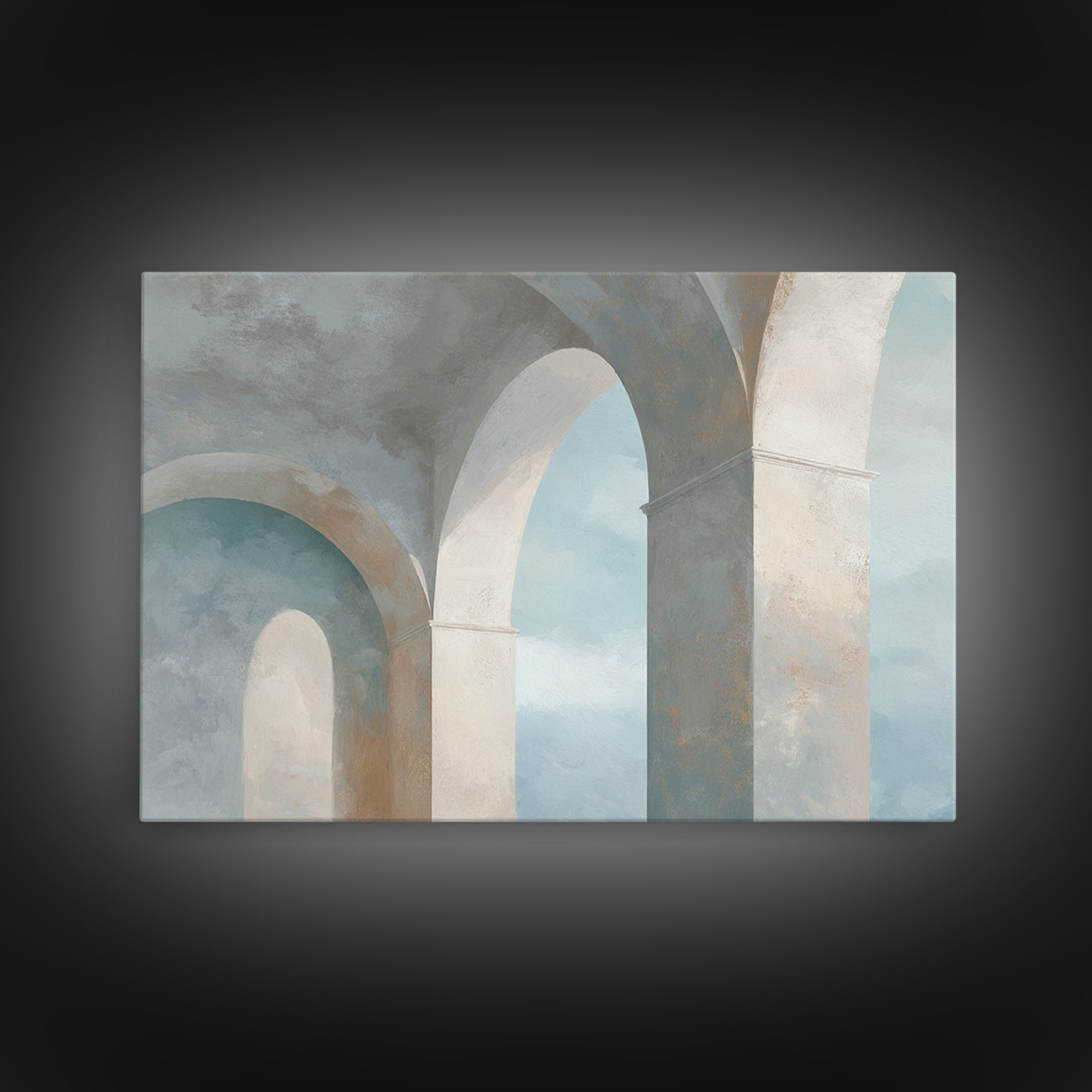 Light Scandinavian Abstract Arches Framed Canvas Print, Dental Office Art, Minimalist Wall Art, Office Decor, Fine Art, Calm, DOA-3x2-45