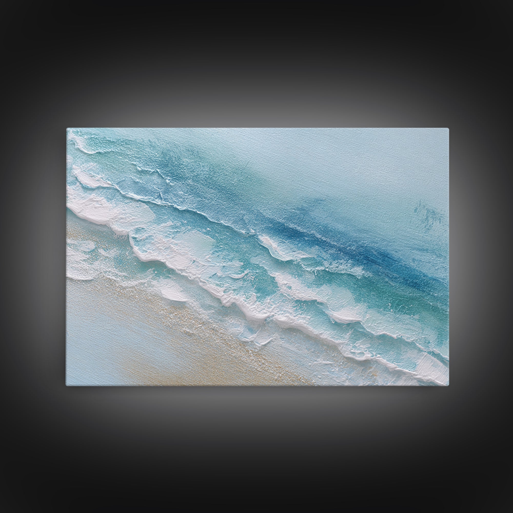 Calming Abstract Ocean Waves Framed Canvas Print, Dental Office Art, Office Decor, Oil Painting, Calm, Medical Art, DOA-3x2-5