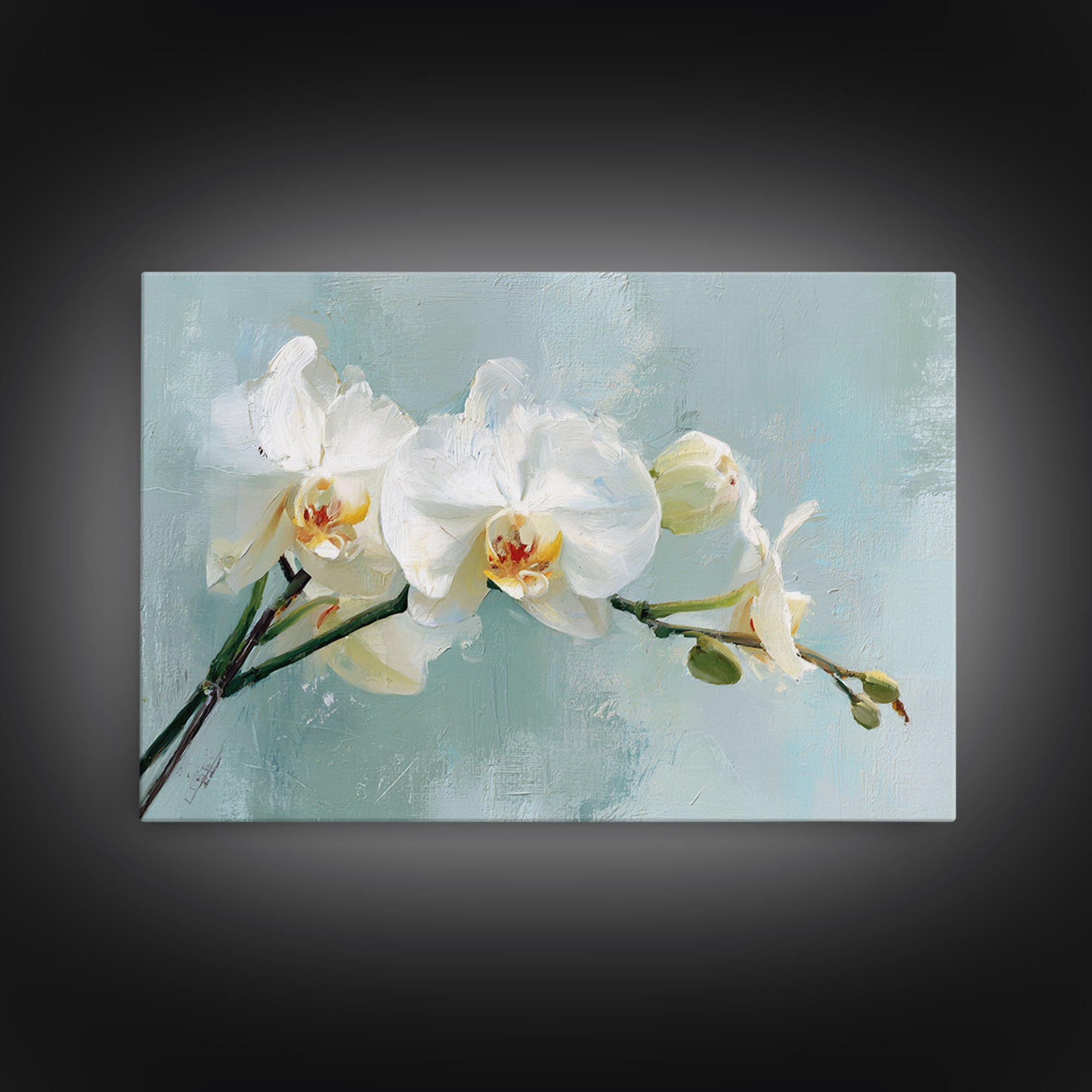 White Orchid on Stone Background Framed Canvas Print, Dental Office Art, Dental Wall Art, Office Decor, Abstract Art, Calm, DOA-3x2-64
