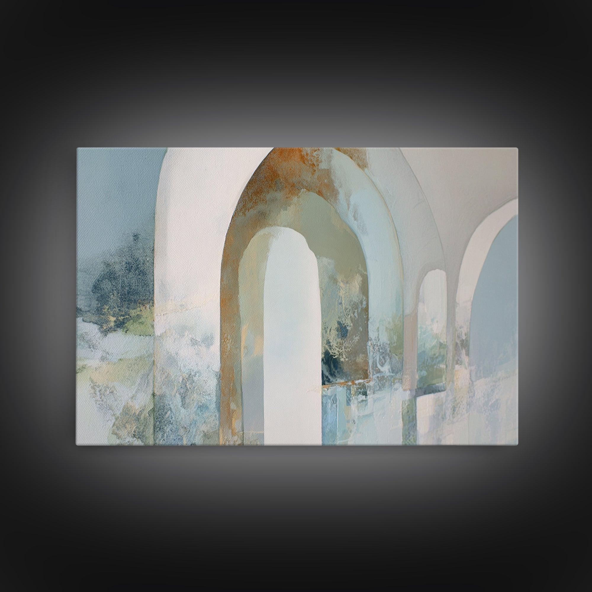 Light Scandinavian Abstract Arches Framed Canvas Print, Dental Office Art, Minimalist Wall Art, Office Decor, Fine Art, Calm, DOA-3x2-69