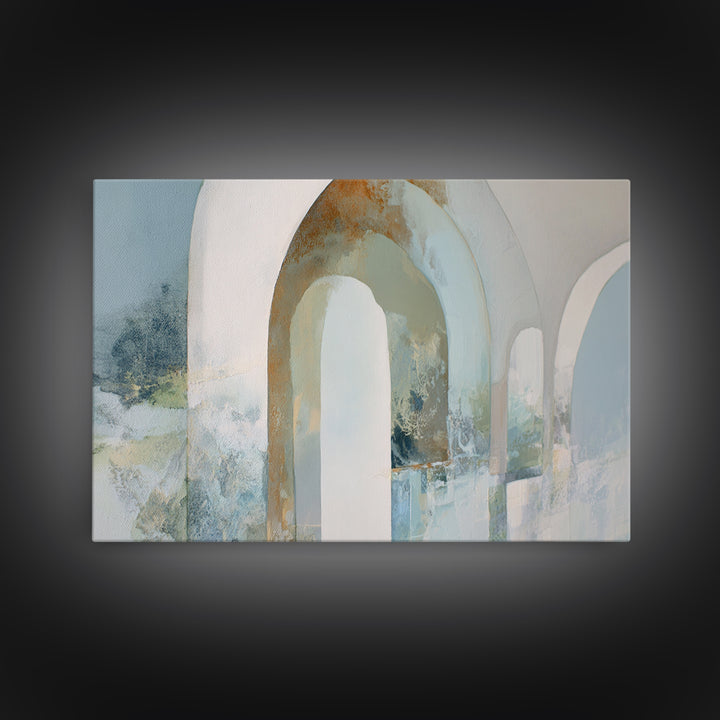 Light Scandinavian Abstract Arches Framed Canvas Print, Dental Office Art, Minimalist Wall Art, Office Decor, Fine Art, Calm, DOA-3x2-69