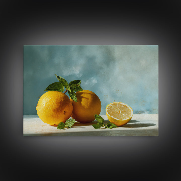 Fresh Citrus and Mint Still Life Canvas Print, Dental Office Art, Printable Digital, Office Decor, Calm, Neutral Decor, DOA-3x2-83