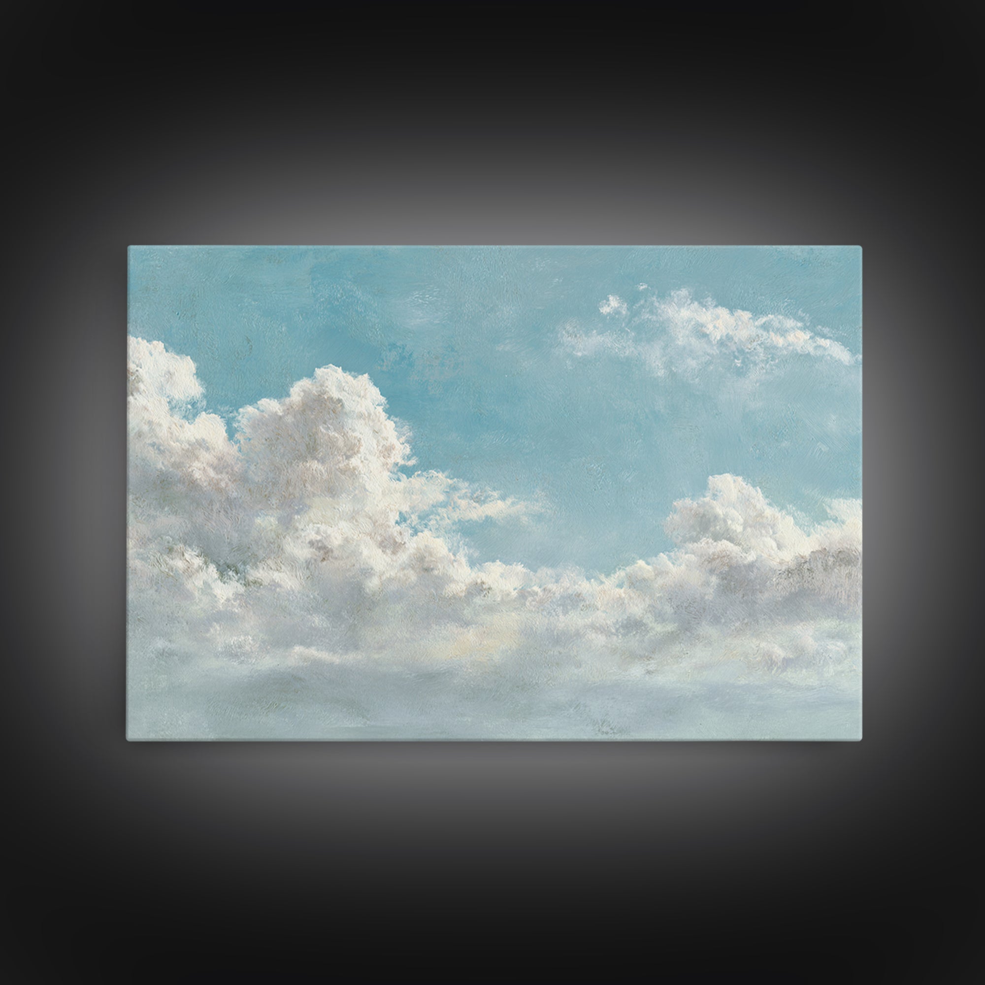 Peaceful Clouds over Open Meadow Framed Canvas Print, Dental Office Art, Dental Wall Art, Office Decor, Watercolor Art, Calm, DOA-3x2-85