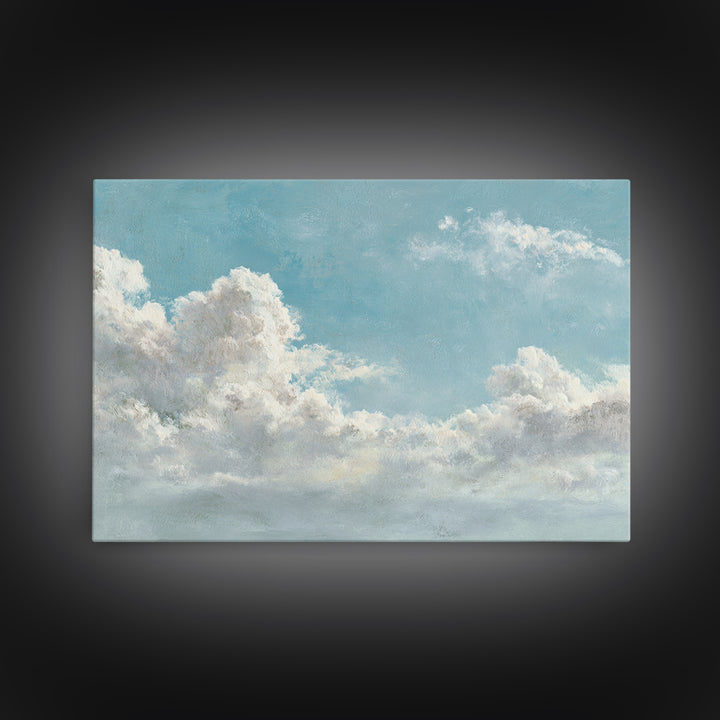 Peaceful Clouds over Open Meadow Framed Canvas Print, Dental Office Art, Dental Wall Art, Office Decor, Watercolor Art, Calm, DOA-3x2-85