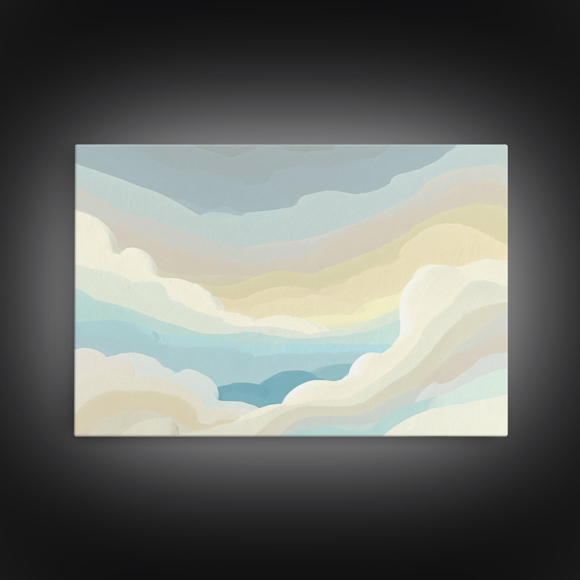 Simple Rainbow Pastel Shapes for Children Framed Canvas Print, Dental Office Art, Digital Artwork, Office Decor, Abstract Art, DOA-3x2-97