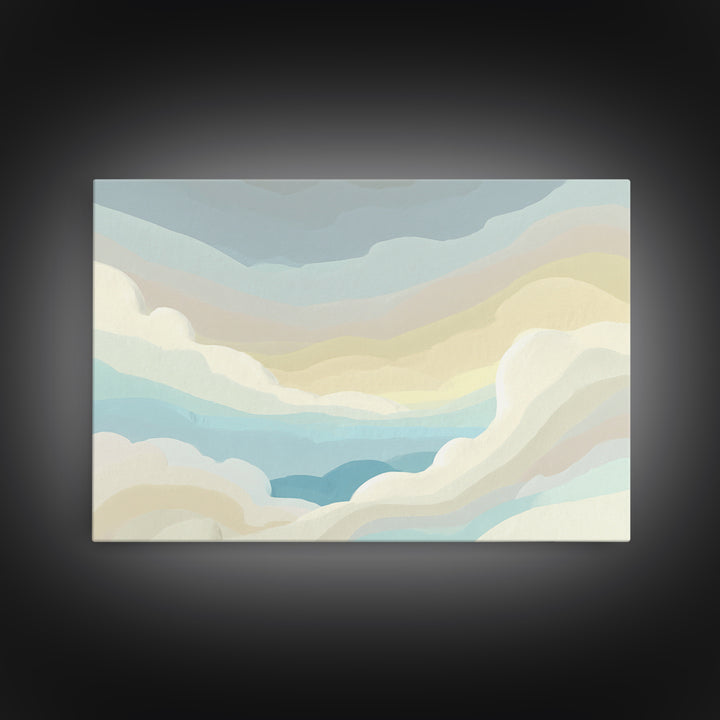 Simple Rainbow Pastel Shapes for Children Framed Canvas Print, Dental Office Art, Digital Artwork, Office Decor, Abstract Art, DOA-3x2-97
