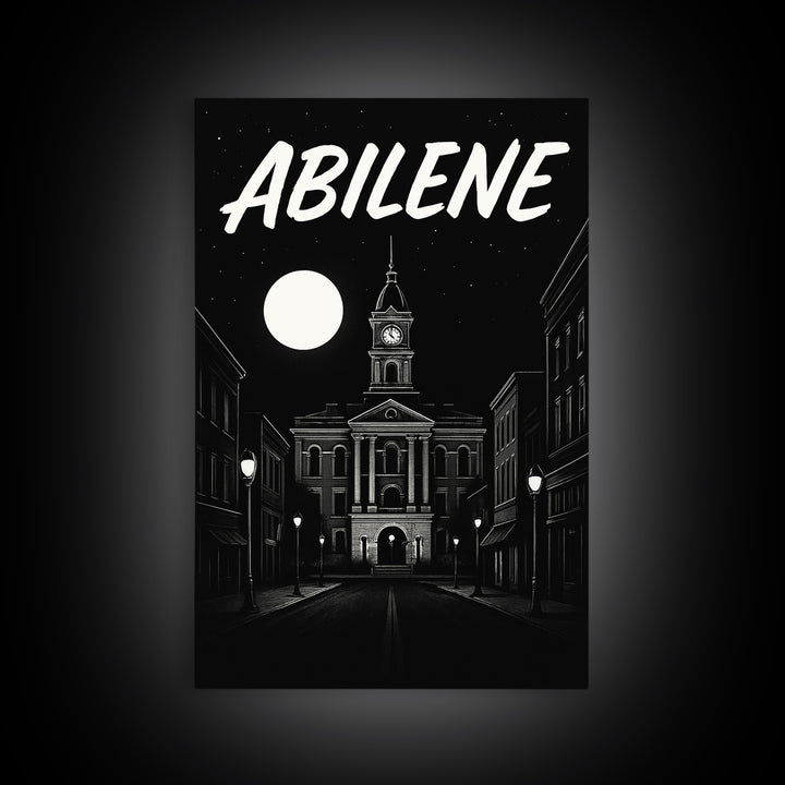 Abilene Travel Poster, Canvas Print, Black And White Travel Art, Abilene Poster Print, Home Office Decor, Retro Travel Print, Art Print