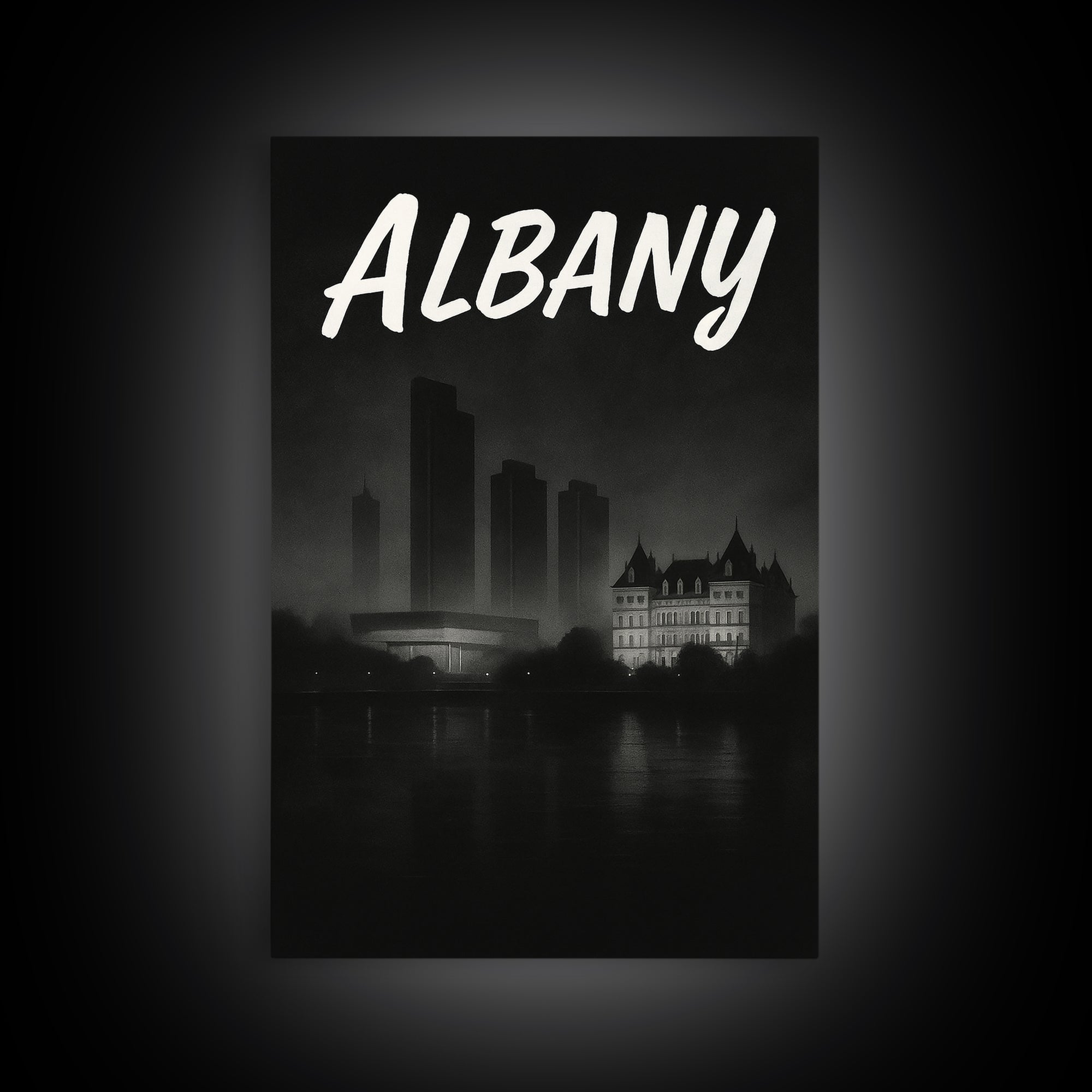 Albany New York Travel Poster, Canvas Print, Night Street Poster Art, Albany Poster Print, Travel Wall Decor, Wanderlust Decor, Wall Decor