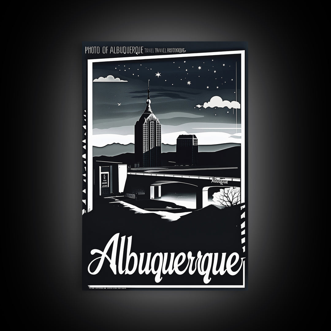 Albuquerque New Mexico Travel Poster, Canvas Print, Night Street Poster Art, Albuquerque City Art, Gift For Travelers, Home Office Decor