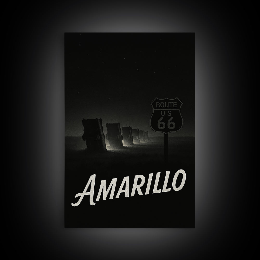 Amarillo Texas Travel Poster, Canvas Print, Night Street Poster Art, Amarillo City Art, City Art Print, Vintage City Art, Retro Travel Print