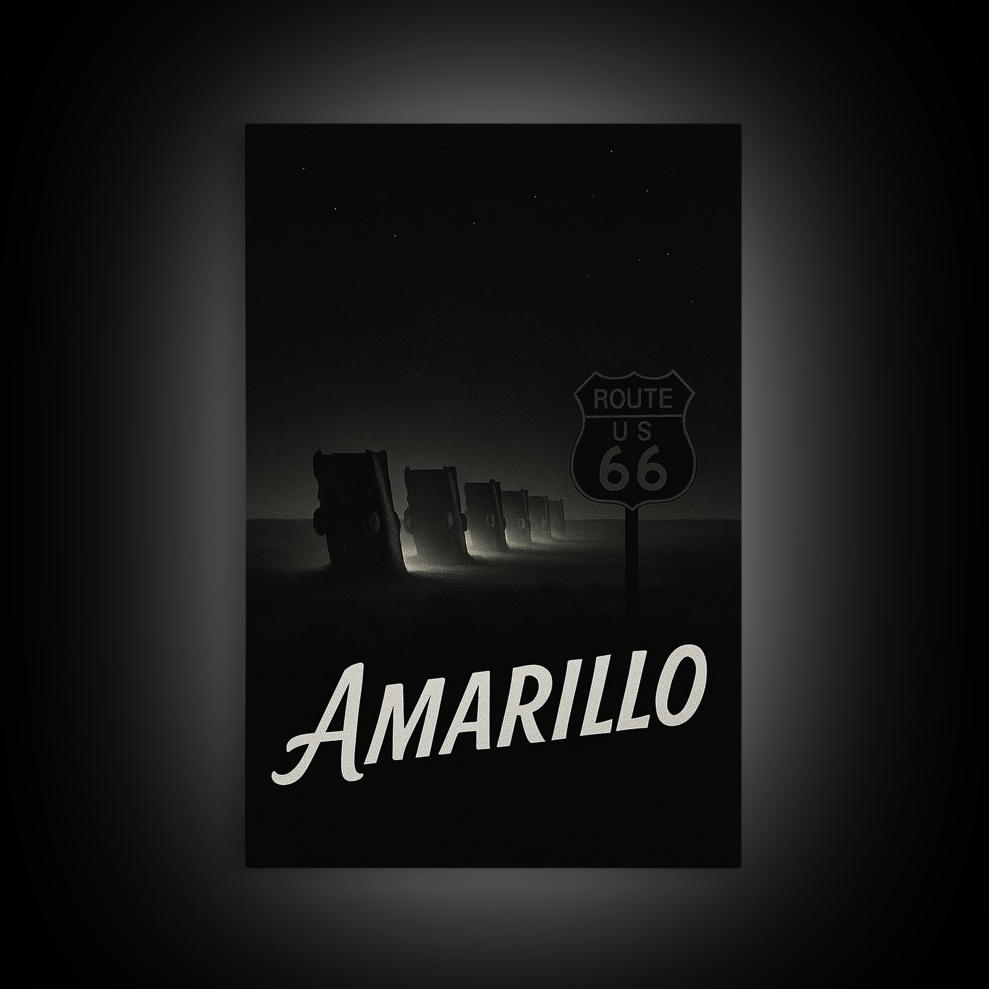Amarillo Texas Travel Poster, Canvas Print, Night Street Poster Art, Amarillo City Art, City Art Print, Vintage City Art, Retro Travel Print