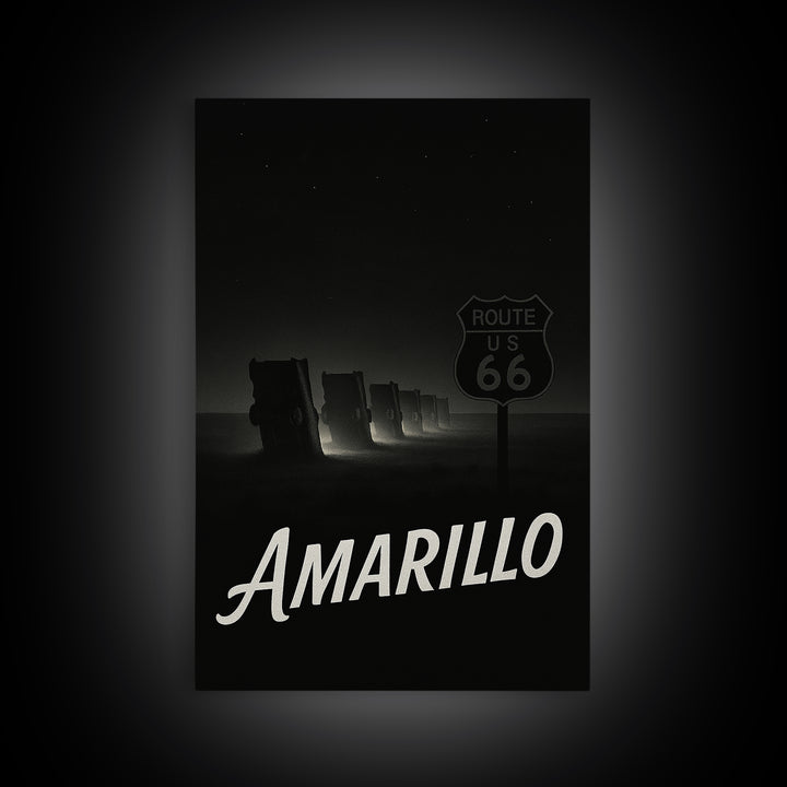 Amarillo Texas Travel Poster, Canvas Print, Night Street Poster Art, Amarillo City Art, City Art Print, Vintage City Art, Retro Travel Print
