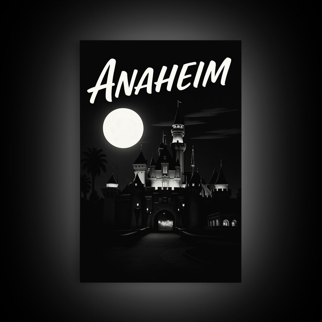 Anaheim California Travel Poster, Canvas Print, Black And White Travel Art, Anaheim Wall Art, Gift For Travelers, Retro Travel Print