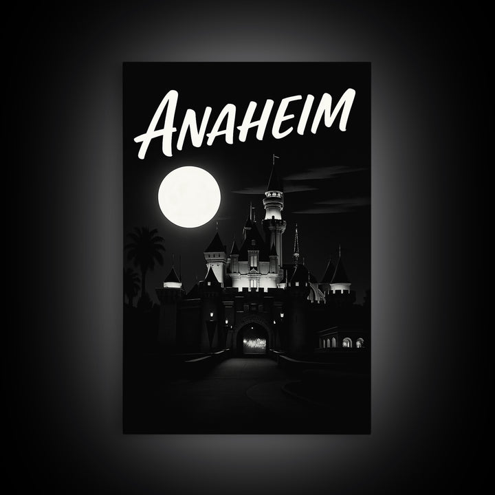 Anaheim California Travel Poster, Canvas Print, Black And White Travel Art, Anaheim Wall Art, Gift For Travelers, Retro Travel Print