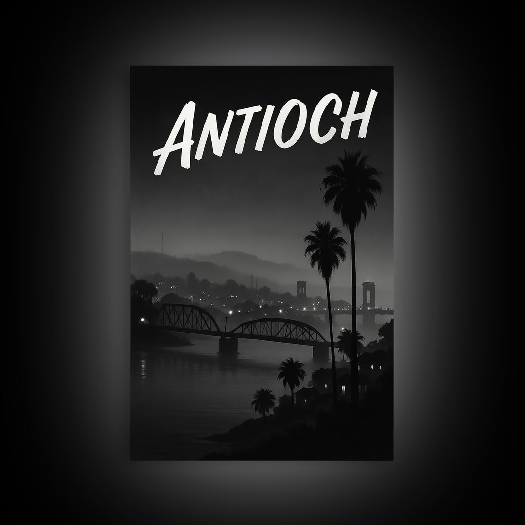 Antioch California Travel Poster, Canvas Print, Black And White Travel Art, Antioch Poster Print, Travel Poster Art, Eclectic Wall Decor