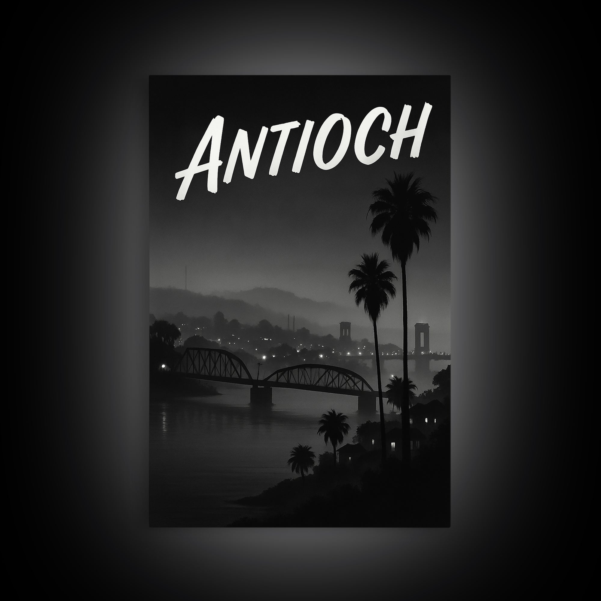 Antioch California Travel Poster, Canvas Print, Black And White Travel Art, Antioch Poster Print, Travel Poster Art, Eclectic Wall Decor