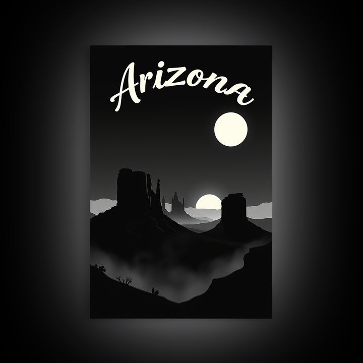 Arizona Travel Poster, Framed Canvas Print, Vintage Noir Poster Art, Arizona Wall Art, Travel Wall Art, Mid Century Wall Art, Design 5
