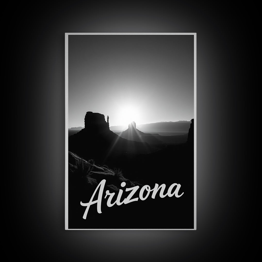 Arizona Travel Poster, Canvas Print, Dark Moody City Wall Art, Arizona Wall Art, Living Room Wall Art, Fine Art Print, Vintage City Art