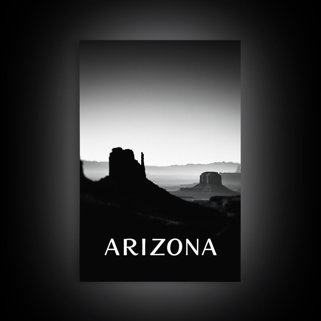 Arizona Travel Poster, Framed Canvas Print, Dark Moody City Wall Art, Arizona Travel Art, Home Office Decor, Travel Poster Art