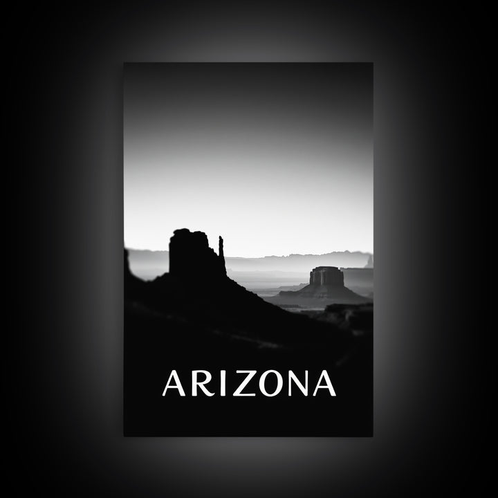 Arizona Travel Poster, Framed Canvas Print, Dark Moody City Wall Art, Arizona Travel Art, Home Office Decor, Travel Poster Art