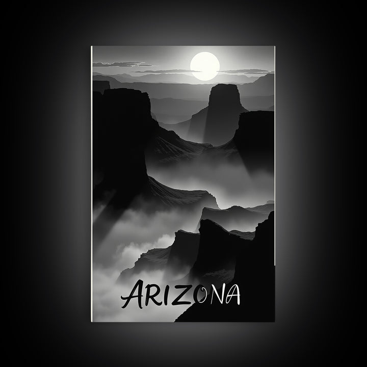 Arizona Travel Poster, Canvas Print, Black And White Travel Art, Arizona City Art, Travel Art, Watercolor Urban Skyline, Travel Print