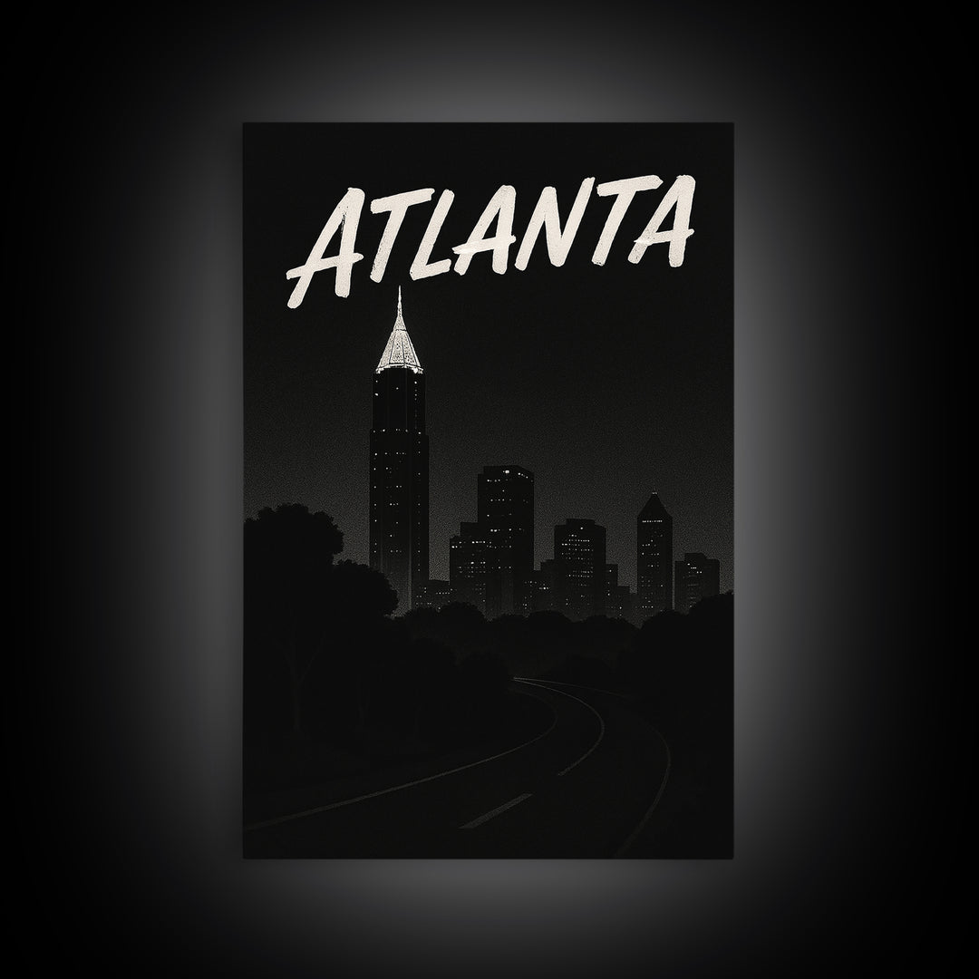 Atlanta Travel Poster, Canvas Print, Night Street Poster Art, Atlanta City Art, Travel Art Print, Travel Poster Set, Living Room Wall Art