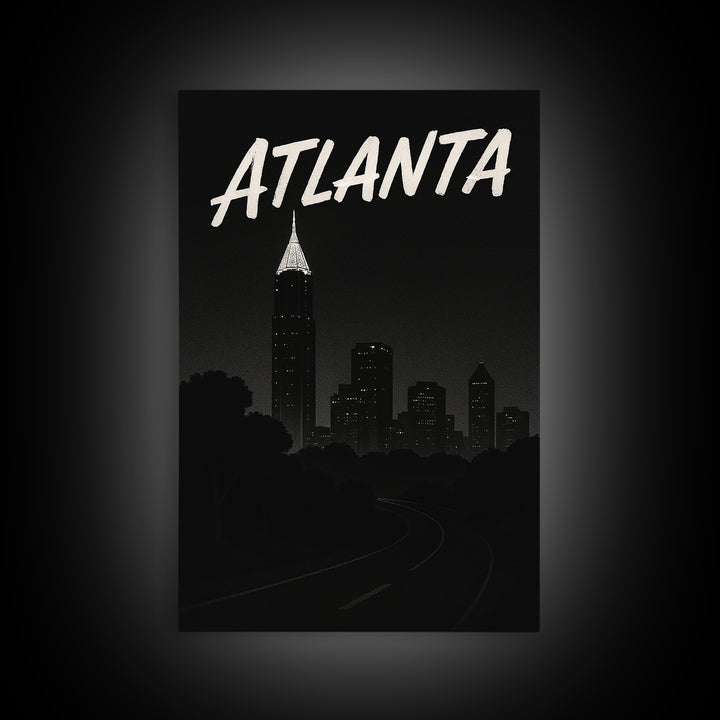 Atlanta Travel Poster, Canvas Print, Night Street Poster Art, Atlanta City Art, Travel Art Print, Travel Poster Set, Living Room Wall Art