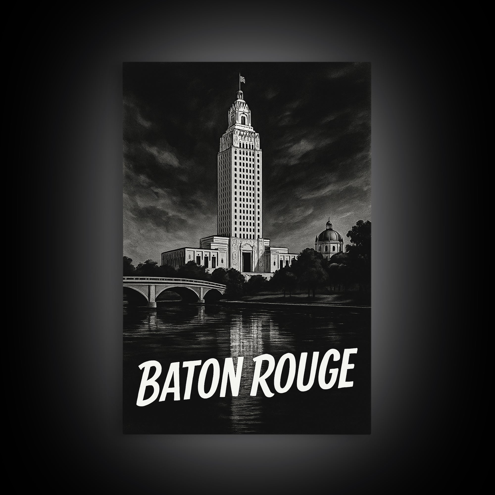 Baton Rouge Travel Poster, Canvas Print, Vintage Noir Poster Art, Baton Rouge City Art, City Art Print, Retro Travel Print, Poster Art