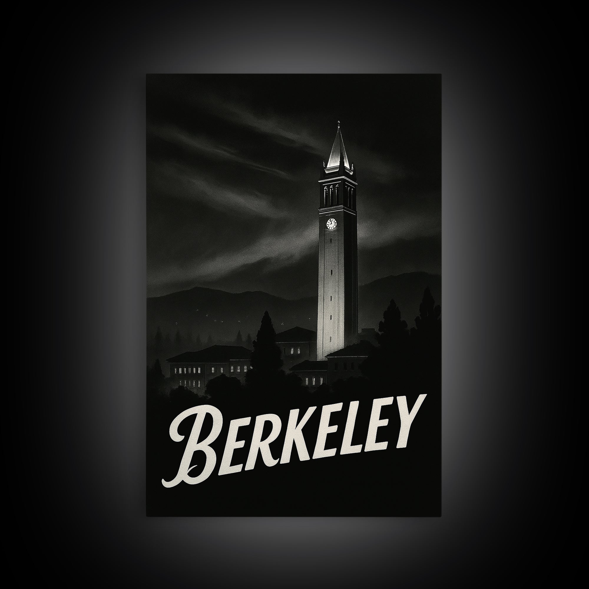 Berkeley California Travel Poster, Canvas Print, Dark Moody City Wall Art, Berkeley Wall Art, Wanderlust Decor, Travel Poster Set, Wall Art