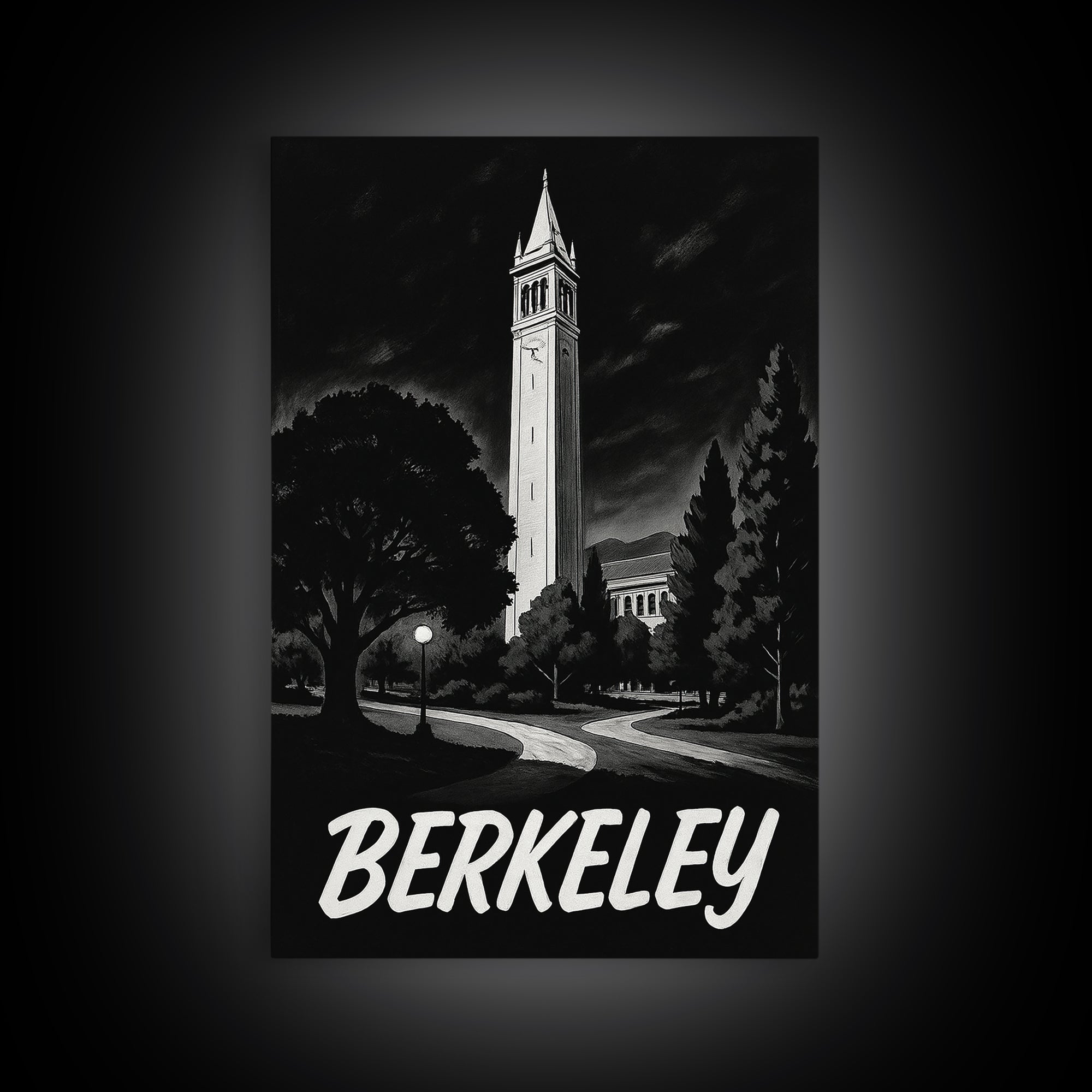 Berkeley Travel Poster, Canvas Print, Night Street Poster Art, Berkeley Wall Art, Home Office Decor, Travel Wall Decor, Gift For Travelers