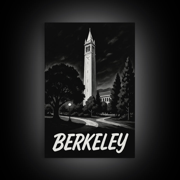 Berkeley Travel Poster, Canvas Print, Night Street Poster Art, Berkeley Wall Art, Home Office Decor, Travel Wall Decor, Gift For Travelers