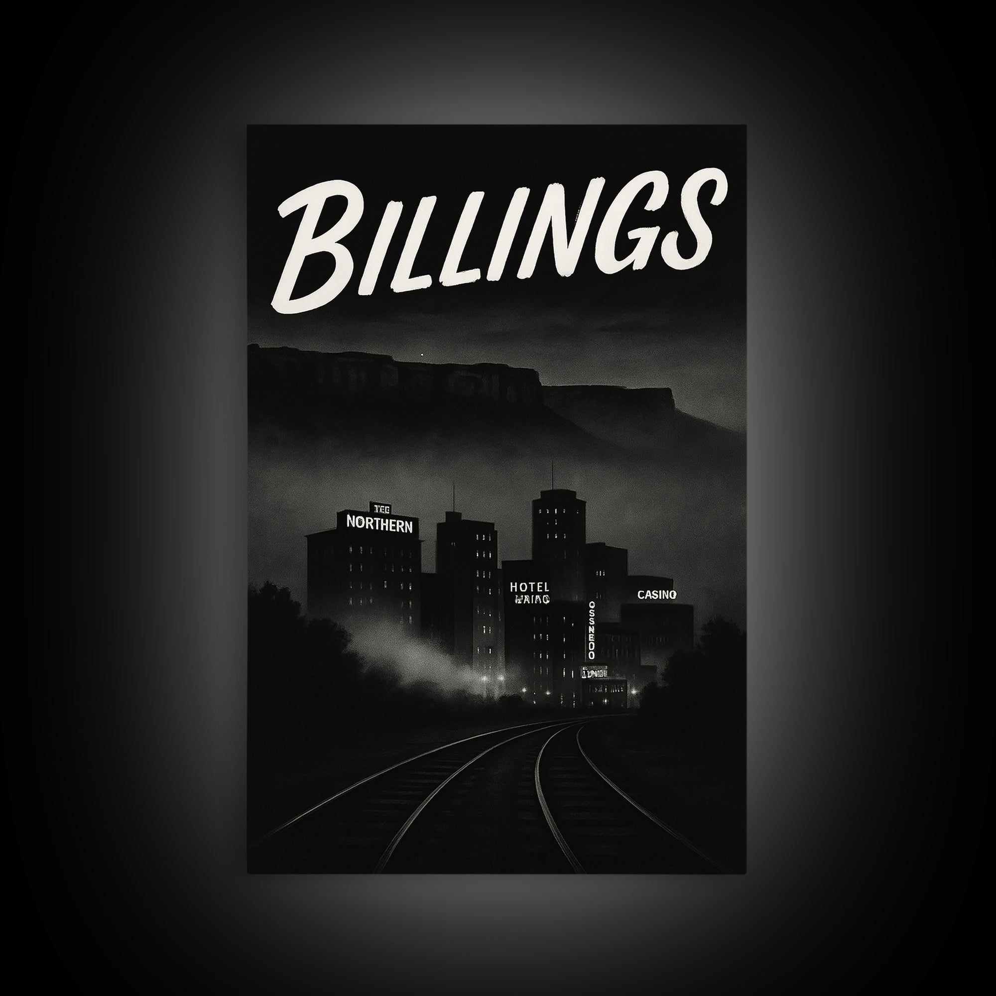 Billings Travel Poster, Canvas Print, Vintage Noir Poster Art, Billings Poster Print, Travel Wall Art, Mid Century Wall Art, Art Print