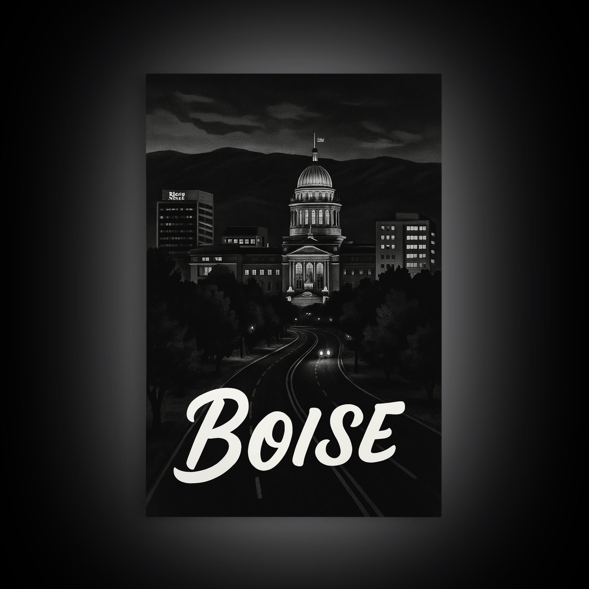Boise Travel Poster, Canvas Print, Black And White Travel Art, Boise Travel Art, Retro Travel Print, Travel Poster Art, Home Office Decor